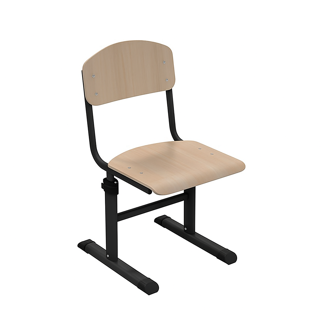 Стілець учнівський Т-подібний, з регулюванням глибини сидіння, на металевому каркасі (плоскоовальна труба), ЛЕЛЕКА, 410х460-500х(730)830-910 мм.